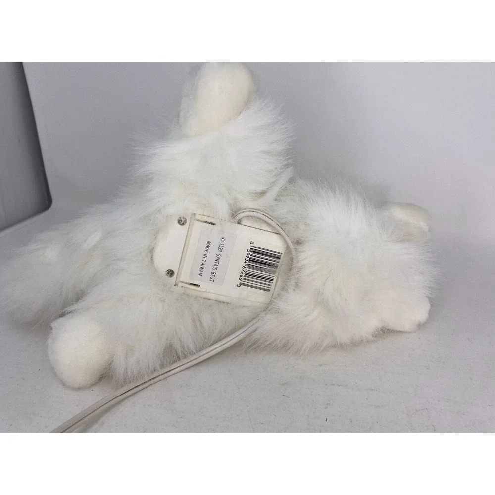 Santa's Best Cat Kitten Vintage Animated Xmas Decor Head & Tail Move White Fur